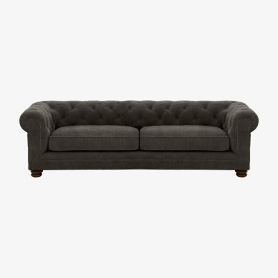 Furniture Village Alexander and James - Chesterfield Collection Hugo 4 Seater Fabric Sofa - Linen Grey - Dark Feet