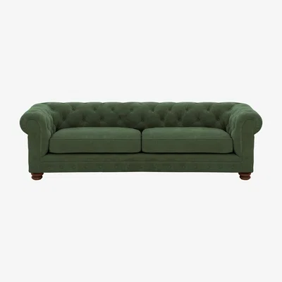 Furniture Village Alexander and James - Chesterfield Collection Hugo 4 Seater Fabric Sofa - Highland Green - Dark Feet