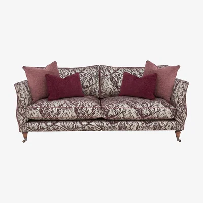 Furniture Village Boutique Chatterley 4 Seater Split Frame Sofa - Canopy Mulberry with Walnut Castor