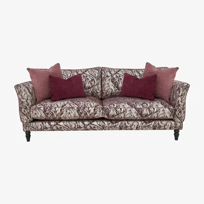 Furniture Village Boutique Chatterley 4 Seater Split Frame Sofa with Knole Arms - Canopy Mulberry with Ebony Feet