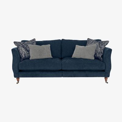 Furniture Village Boutique Chatterley 4 Seater Split Frame Sofa - Bolero Midnight with Walnut Castor