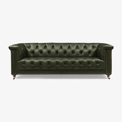 Furniture Village At The Helm - Wallace 4 Seater Leather Chesterfield Sofa with USB-C