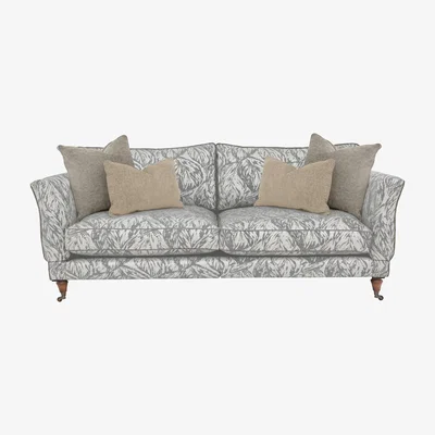 Furniture Village Boutique Chatterley 4 Seater Split Frame Sofa with Knole Arms - Canopy Ivory with Walnut Castor