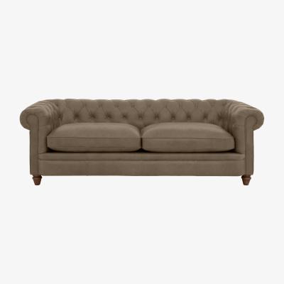 Furniture Village Alexander and James - Chesterfield Collection Ralph 4 Seater Leather Sofa - Case Taupe - Dark Feet