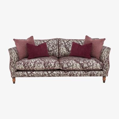 Furniture Village Boutique Chatterley 4 Seater Split Frame Sofa - Canopy Mulberry with Walnut Legs