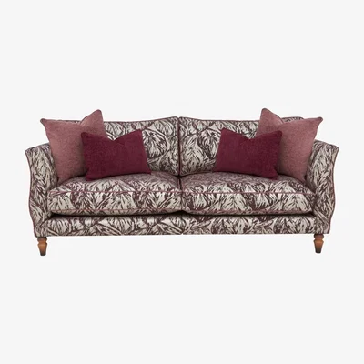 Furniture Village Boutique Chatterley 4 Seater Split Frame Sofa - Canopy Mulberry with Walnut Legs