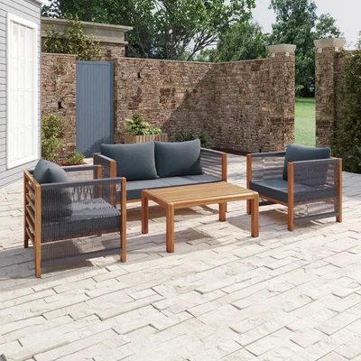 Furniture123 4 Seater Grey Rope Garden Sofa Set - Como