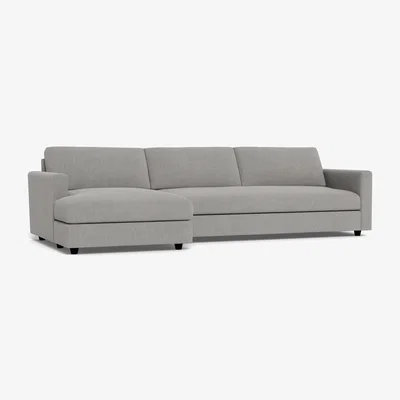 Heal's Heal's Nimbus II LHF 4 Seater Corner Chaise Texture Pale Grey Black Feet - Heal's UK Furniture
