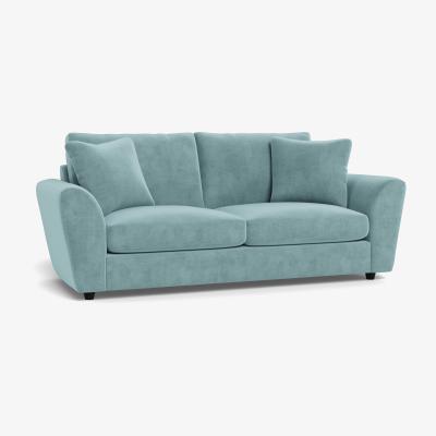 Heal's Heal's Snooze 4 Seater Sofa Smart Luxe Velvet Mineral Blue Black Feet