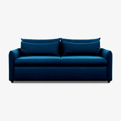 Heal's Heal's Pillow 4 Seater Sofa Smart Velvet Blue Black Feet - Heal's UK Furniture