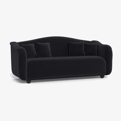 Heal's Heal's Tetbury 4 Seater Sofa Velvet Black Walnut Stained Beech Feet