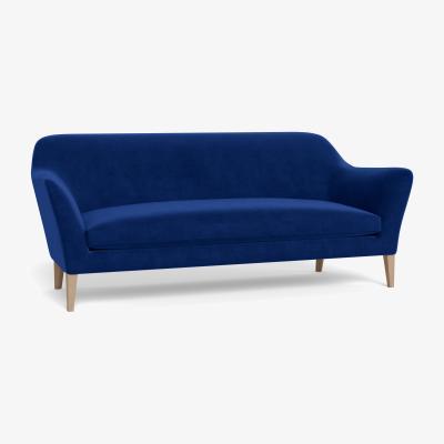 Heal's Heal's Wallis 4 Seater Sofa Smart Luxe Velvet Azure Natural Ash Feet - Heal's UK Furniture