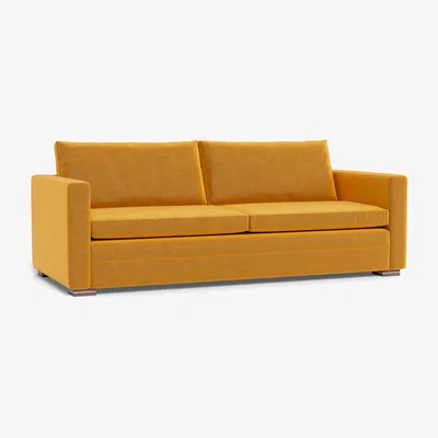 Heal's Heal's Palermo 4 Seater Sofa Nobilis Velvet Mustard Walnut Feet - Heal's UK Furniture