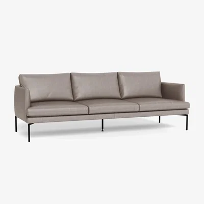 Heal's Heal's Matera 4 Seater Sofa Leather Grain Light Grey 060 Black Feet - Heal's UK Furniture