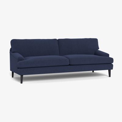 Heal's Heal's Stanton 4 Seater Sofa Smart Linen Mix Navy Black Feet