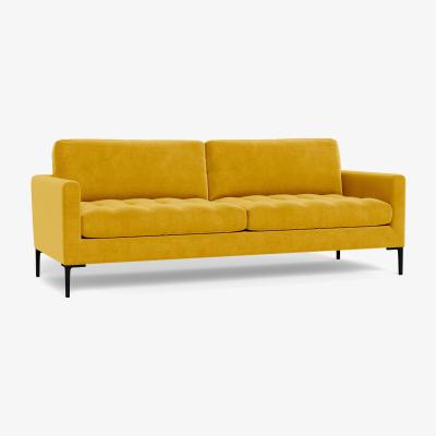 Heal's Heal's Eton 4 Seater Sofa Smart Luxe Velvet Canary Black Feet