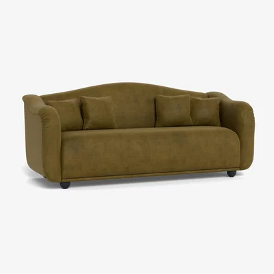 Heal's Heal's Tetbury 4 Seater Sofa Smart Luxe Velvet Peridot Natural Beech Feet