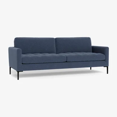 Heal's Heal's Eton 4 Seater Sofa Textured Boucle Indigo Brass Feet