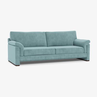 Heal's Heal's Paris II 4 Seater Sofa Smart Luxe Velvet Mineral Blue Natural Feet