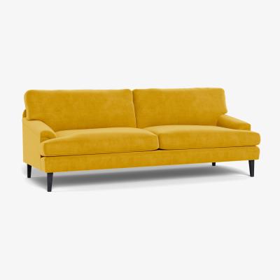 Heal's Heal's Stanton 4 Seater Sofa Smart Luxe Velvet Canary Black Feet