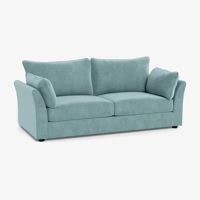 Heal's Heal's Tailor 4 Seater Sofa Smart Luxe Velvet Mineral Blue Natural Feet