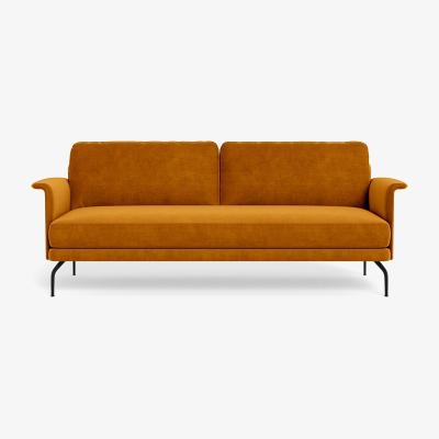 Heal's Heal's Iver 4 Seater Sofa Smart Luxe Velvet Cognac Black Feet