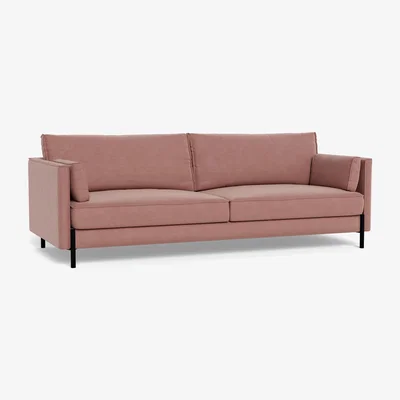Heal's Heal's Tortona 4 Seater Sofa Smart Luxe Velvet Dusky Pink Black Feet