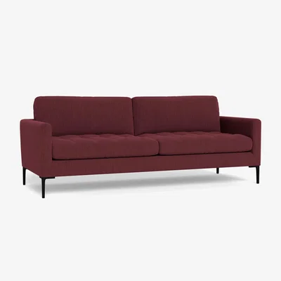 Heal's Heal's Eton 4 Seater Sofa Smart Linen Mix Maroon Black Feet - Heal's UK Furniture