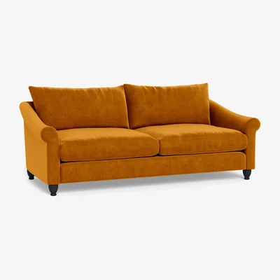 Heal's Heal's Devon 4 Seater Smart Luxe Velvet Cognac Walnut Stain Beech Feet - Heal's UK Furniture