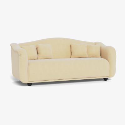Heal's Heal's Tetbury 4 Seater Sofa Smart Luxe Velvet Biscuit Walnut Stained Beech Feet