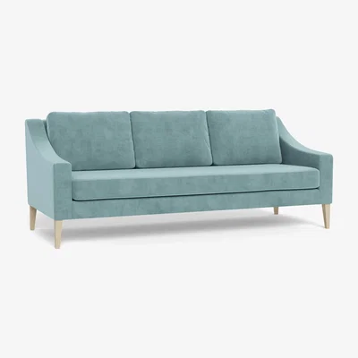 Heal's Heal's Richmond 4 Seater Sofa Smart Luxe Velvet Mineral Blue Walnut Stained Feet