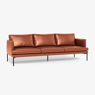 Heal's Heal's Matera 4 Seater Sofa Leather Stonewash Light Brown 274 Black Feet - Heal's UK Furniture