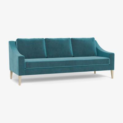 Heal's Heal's Richmond 4 Seater Sofa Smart Luxe Velvet Airforce Blue Black Feet