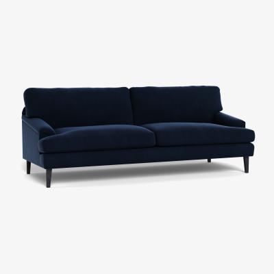 Heal's Heal's Stanton 4 Seater Sofa Smart Velvet Dusk Black Feet