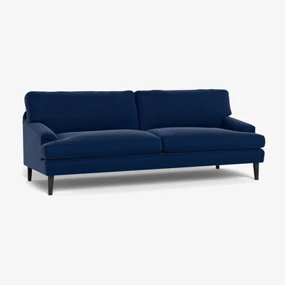 Heal's Heal's Stanton 4 Seater Sofa Velvet Midnight Walnut Stained Feet