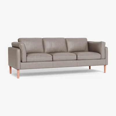 Heal's Heal's Sonno 4 Seater Leather Grain Light Grey 060 Walnut Feet - Heal's UK Furniture