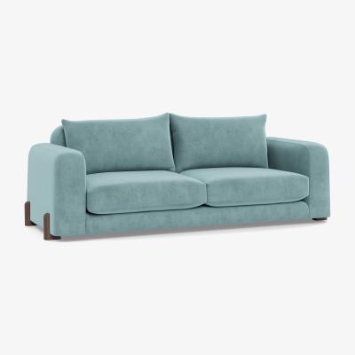 Heal's Heal's Nuvola 4 Seater Sofa Smart Luxe Velvet Mineral Blue Natural Feet