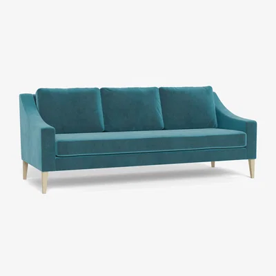 Heal's Heal's Richmond 4 Seater Sofa Smart Luxe Velvet Airforce Blue Black Feet - Heal's UK Furniture