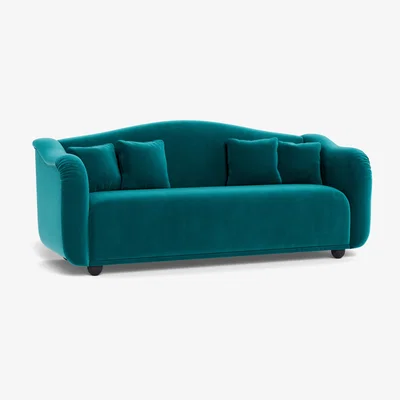 Heal's Heal's Tetbury 4 Seater Sofa Smart Velvet Petrol Walnut Stained Beech Feet