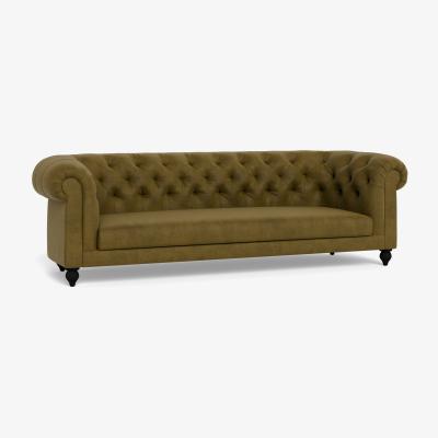 Heal's Heal's Fitzrovia 4 Seater Sofa Smart Luxe Velvet Peridot Natural Oak Feet