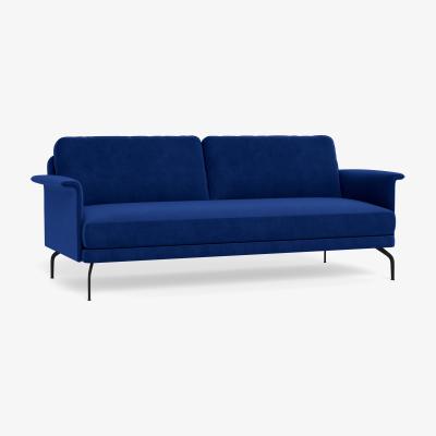Heal's Heal's Iver 4 Seater Sofa Smart Luxe Velvet Azure Black Feet