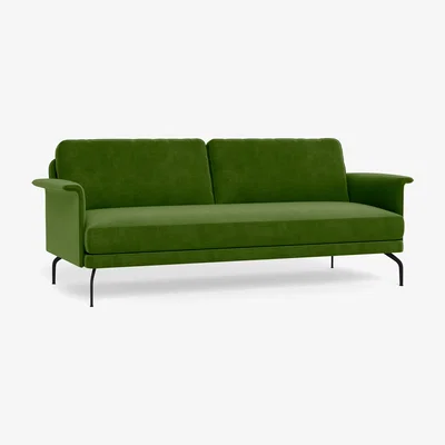 Heal's Heal's Iver 4 Seater Sofa Smart Luxe Velvet Grass Black Feet
