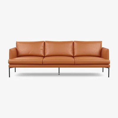 Heal's Heal's Matera 4 Seater Sofa Leather Stonewash Vintage Green 278 Black Feet - Heal's UK Furniture