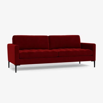 Heal's Heal's Eton 4 Seater Sofa Smart Luxe Velvet Mulberry Brass Feet - Heal's UK Furniture