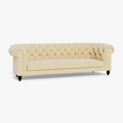 Heal's Heal's Fitzrovia 4 Seater Sofa Smart Luxe Velvet Biscuit Black Feet - Heal's UK Furniture