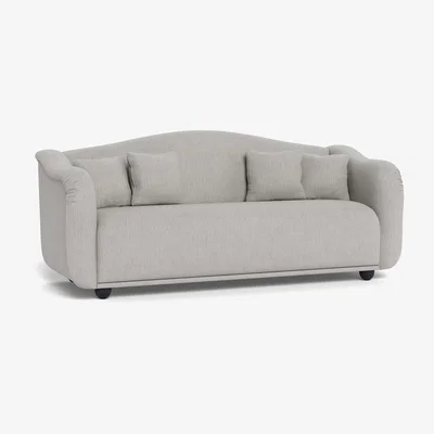 Heal's Heal's Tetbury 4 Seater Sofa Smart Linen Mix Silver Black Beech Feet