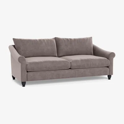 Heal's Heal's Devon 4 Seater Smart Luxe Velvet Mushroom Black Stain Beech Feet - Heal's UK Furniture