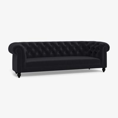 Heal's Heal's Fitzrovia 4 Seater Sofa Velvet Black Black Feet - Heal's UK Furniture