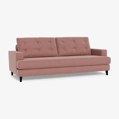 Heal's Heal's Mistral 4 Seater Sofa Smart Luxe Velvet Dusky Pink Black Beech Feet