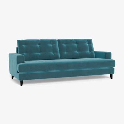 Heal's Heal's Mistral 4 Seater Sofa Smart Luxe Velvet Airforce Blue Natural Feet - Heal's UK Furniture
